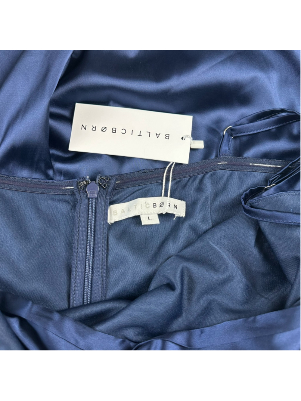 Baltic Born Monet Satin Gown Navy Blue Maxi Dress Size L NWT Formal Bridesmaid - Picture 6 of 8